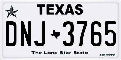 TX license plate DNJ3765