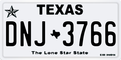 TX license plate DNJ3766