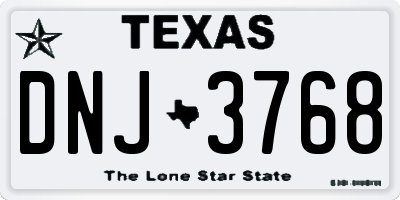 TX license plate DNJ3768