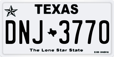 TX license plate DNJ3770