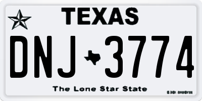 TX license plate DNJ3774