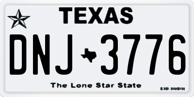 TX license plate DNJ3776