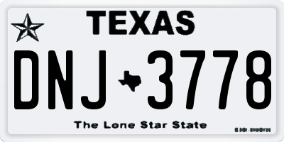 TX license plate DNJ3778