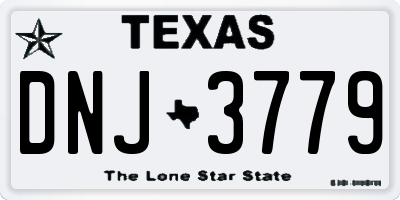 TX license plate DNJ3779