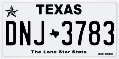 TX license plate DNJ3783