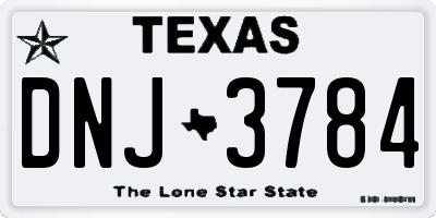 TX license plate DNJ3784