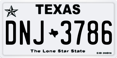 TX license plate DNJ3786