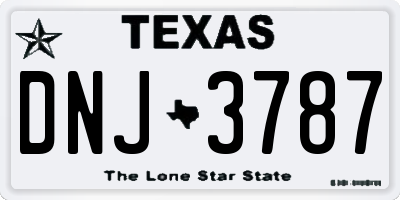 TX license plate DNJ3787