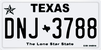 TX license plate DNJ3788