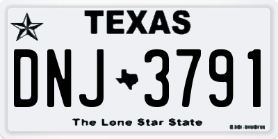 TX license plate DNJ3791
