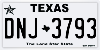 TX license plate DNJ3793