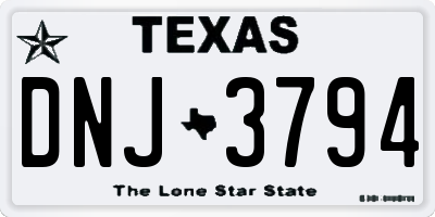 TX license plate DNJ3794