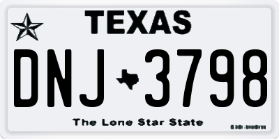 TX license plate DNJ3798