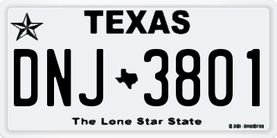 TX license plate DNJ3801