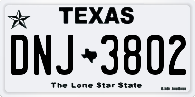 TX license plate DNJ3802