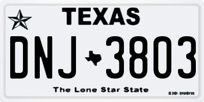 TX license plate DNJ3803