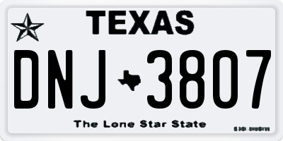 TX license plate DNJ3807