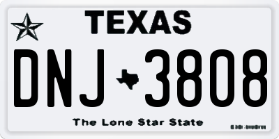 TX license plate DNJ3808