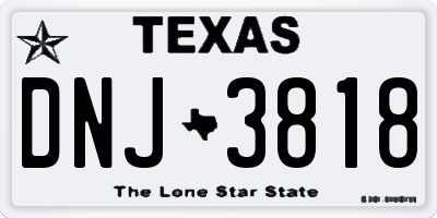 TX license plate DNJ3818