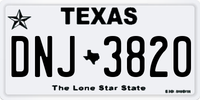 TX license plate DNJ3820