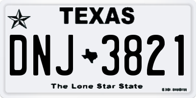 TX license plate DNJ3821