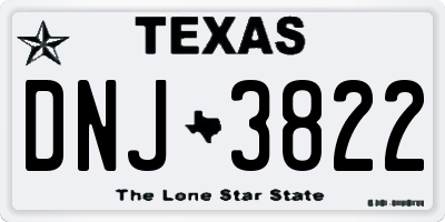 TX license plate DNJ3822