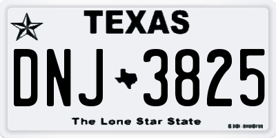 TX license plate DNJ3825