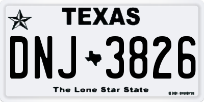 TX license plate DNJ3826