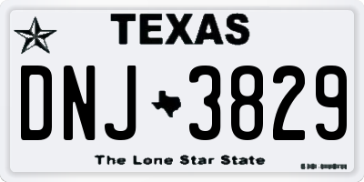 TX license plate DNJ3829