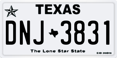 TX license plate DNJ3831