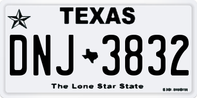 TX license plate DNJ3832