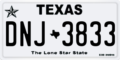 TX license plate DNJ3833