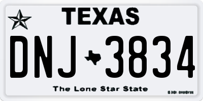 TX license plate DNJ3834