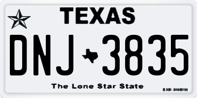 TX license plate DNJ3835