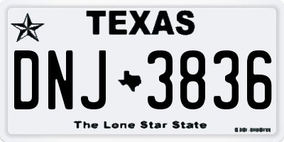 TX license plate DNJ3836