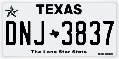 TX license plate DNJ3837