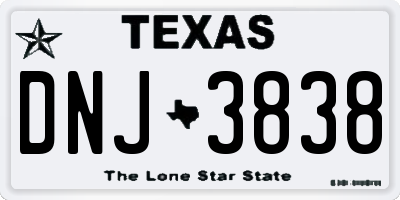 TX license plate DNJ3838