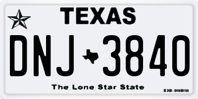 TX license plate DNJ3840
