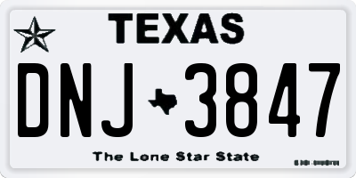 TX license plate DNJ3847