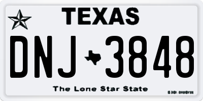 TX license plate DNJ3848