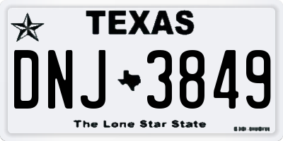 TX license plate DNJ3849