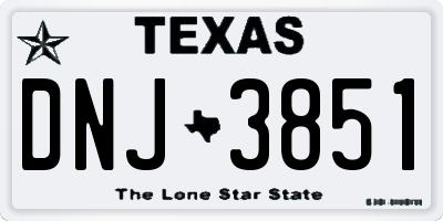 TX license plate DNJ3851