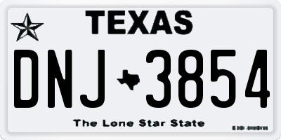 TX license plate DNJ3854