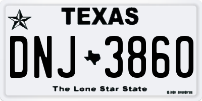TX license plate DNJ3860