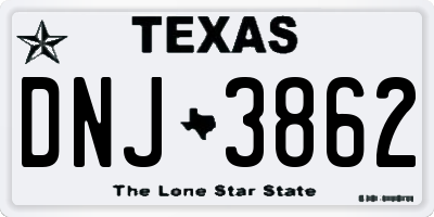 TX license plate DNJ3862