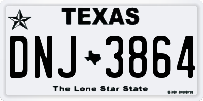 TX license plate DNJ3864