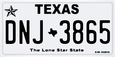 TX license plate DNJ3865