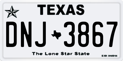 TX license plate DNJ3867