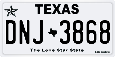 TX license plate DNJ3868