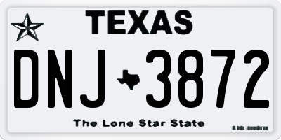 TX license plate DNJ3872